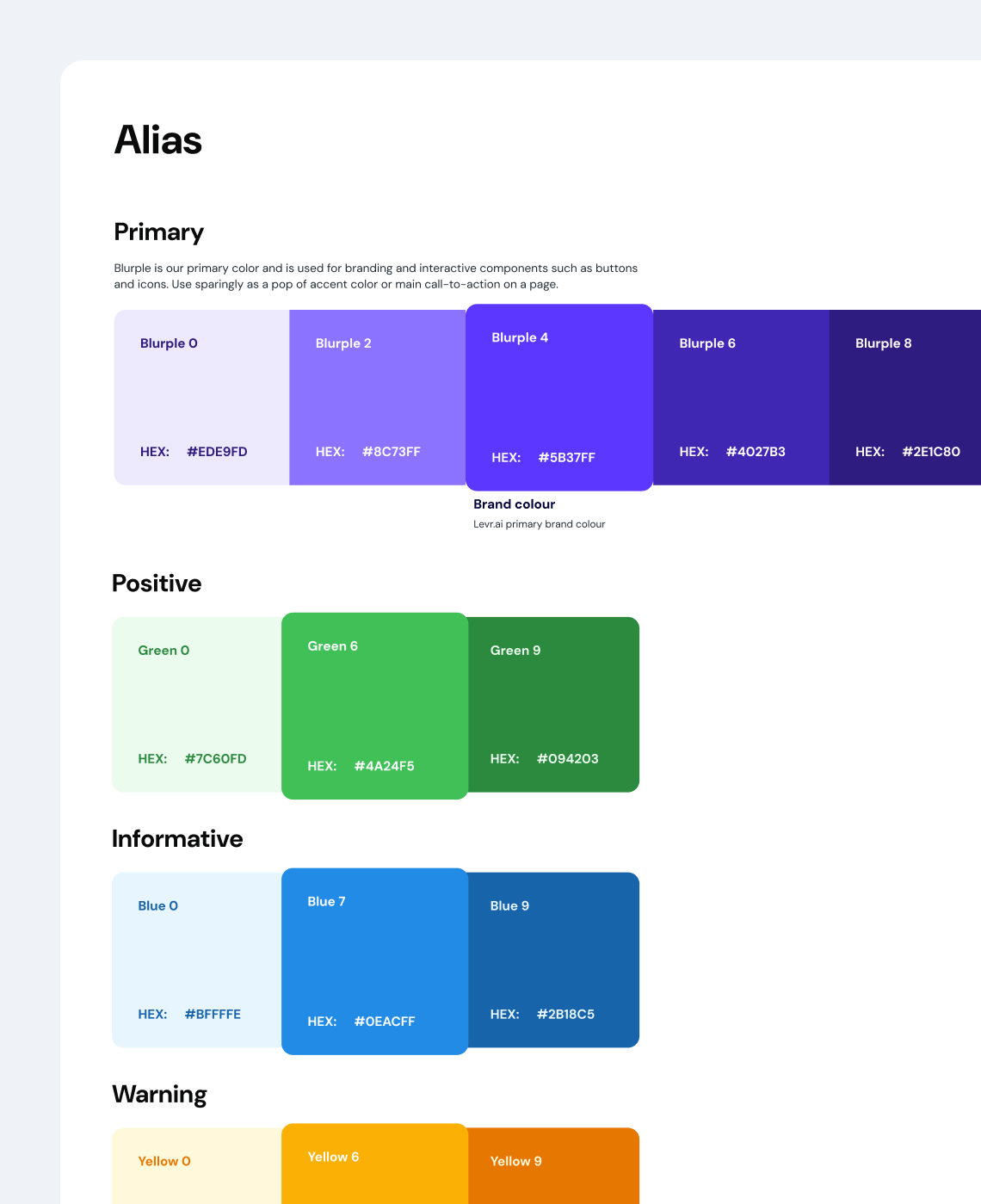 Design system colours snippet